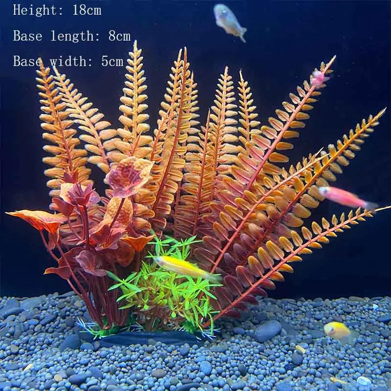 Artificial Aquarium Plants Plastic Underwater Shrubs Resin Base Decoration