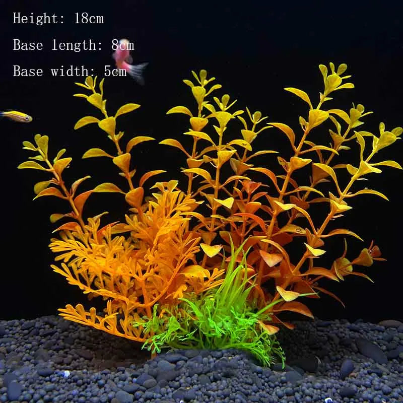 Artificial Aquarium Plants Plastic Underwater Shrubs Resin Base Decoration