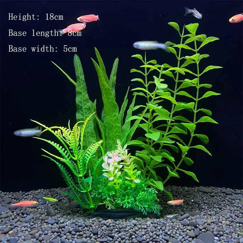 Artificial Aquarium Plants Plastic Underwater Shrubs Resin Base Decoration