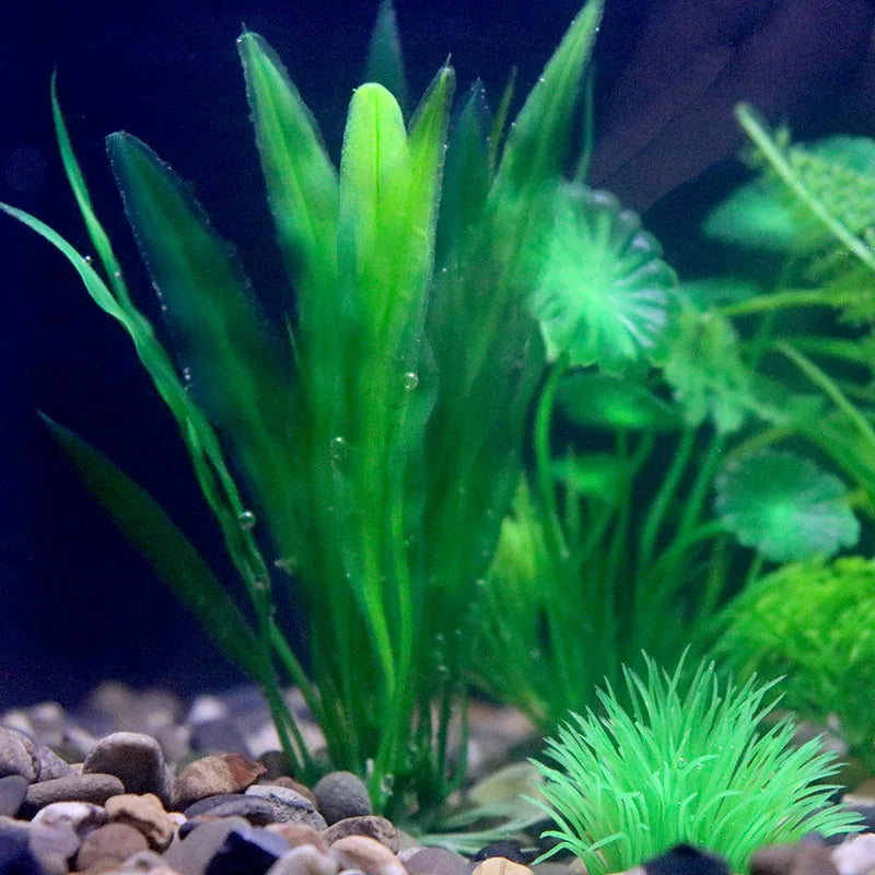 Artificial Aquarium Plants Plastic Underwater Shrubs Resin Base Decoration