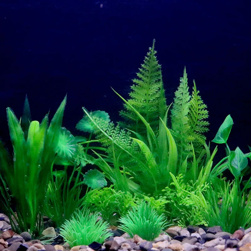 Artificial Aquarium Plants Plastic Underwater Shrubs Resin Base Decoration