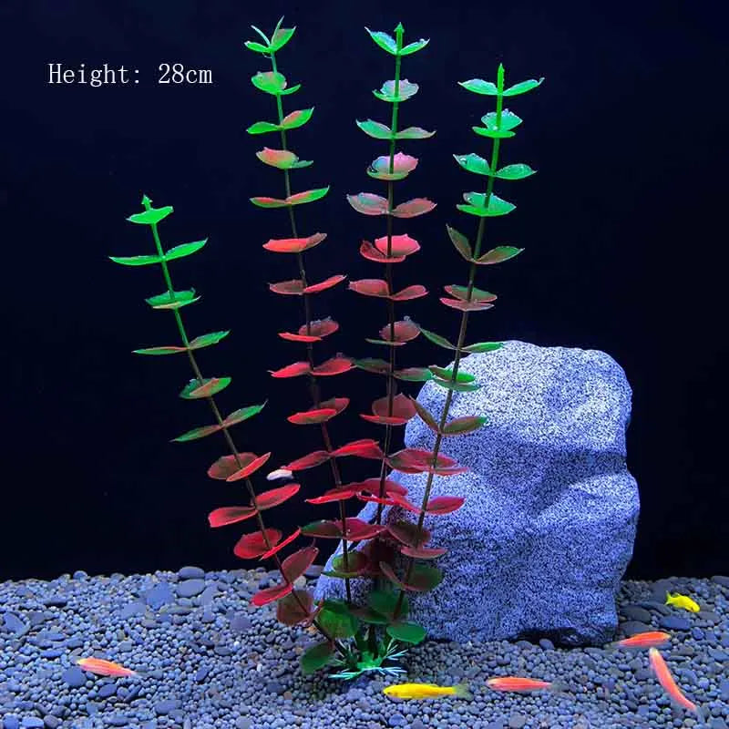 Artificial Aquarium Plants Plastic Underwater Shrubs Resin Base Decoration
