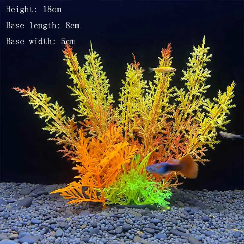 Artificial Aquarium Plants Plastic Underwater Shrubs Resin Base Decoration
