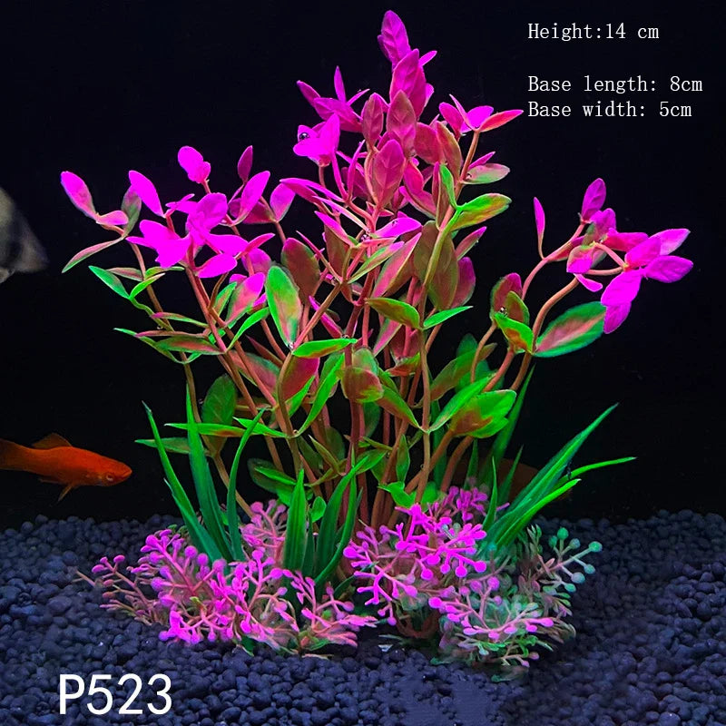 Artificial Aquarium Plants Plastic Underwater Shrubs Resin Base Decoration