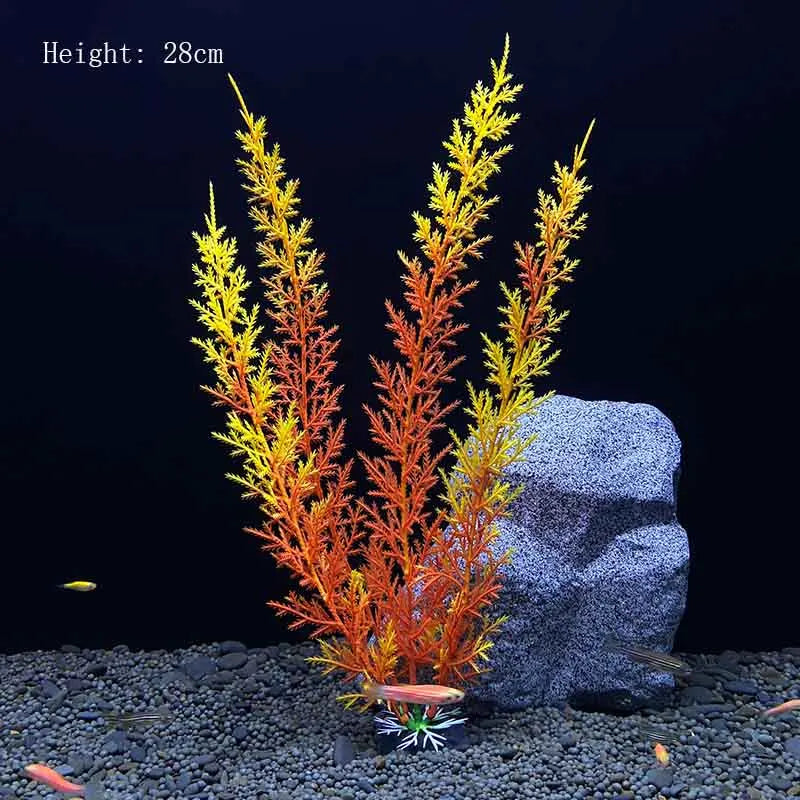 Artificial Aquarium Plants Plastic Underwater Shrubs Resin Base Decoration