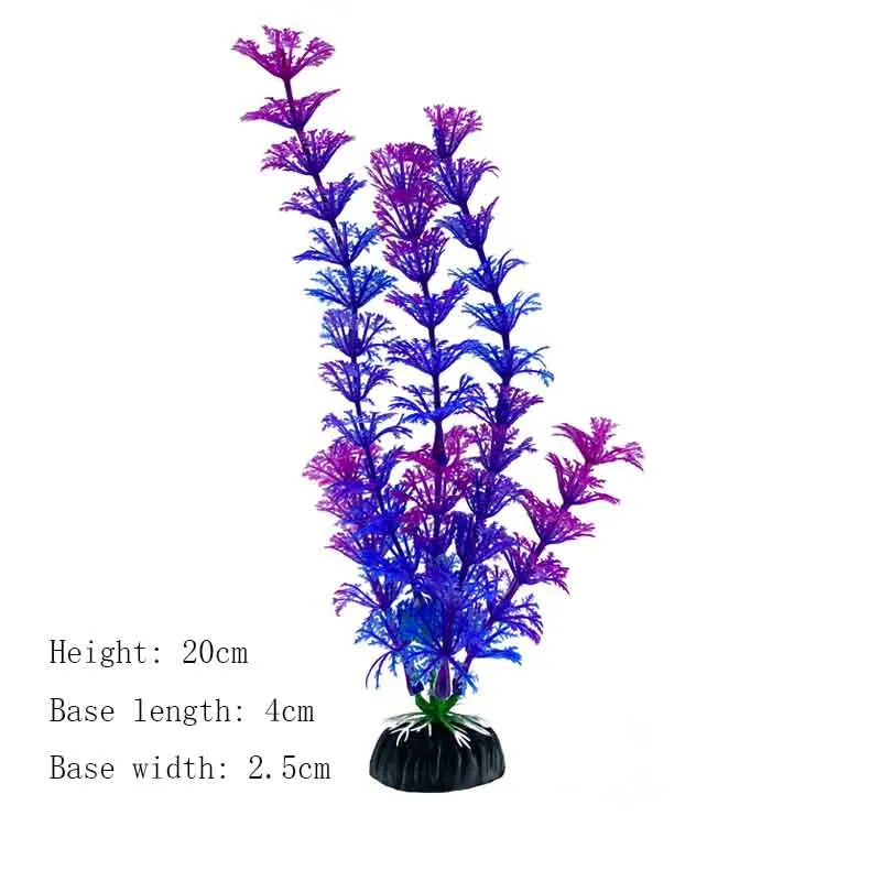 Artificial Aquarium Plants Plastic Underwater Shrubs Resin Base Decoration