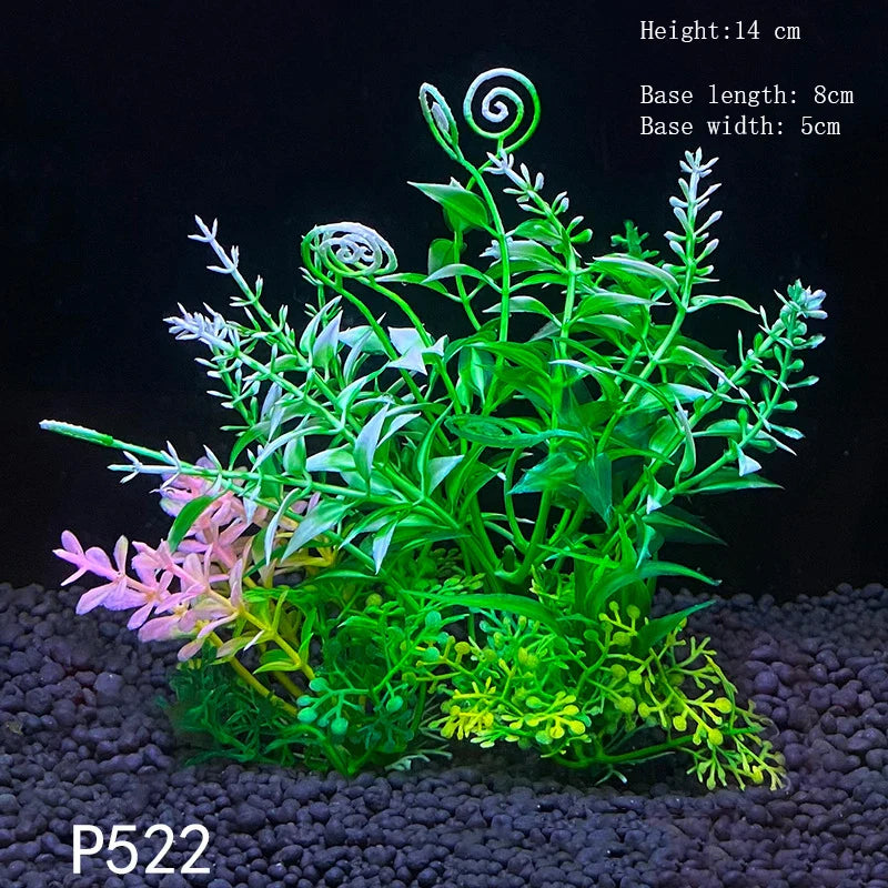 Artificial Aquarium Plants Plastic Underwater Shrubs Resin Base Decoration