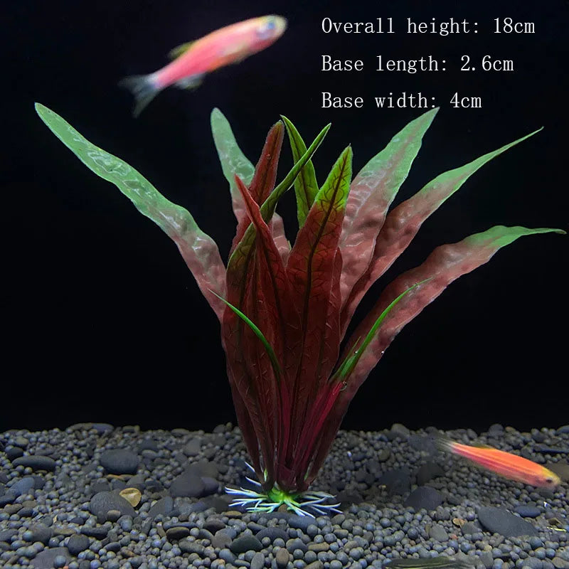 Artificial Aquarium Plants Plastic Underwater Shrubs Resin Base Decoration
