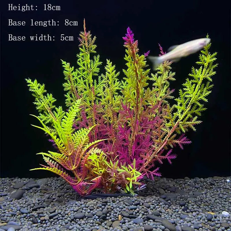 Artificial Aquarium Plants Plastic Underwater Shrubs Resin Base Decoration
