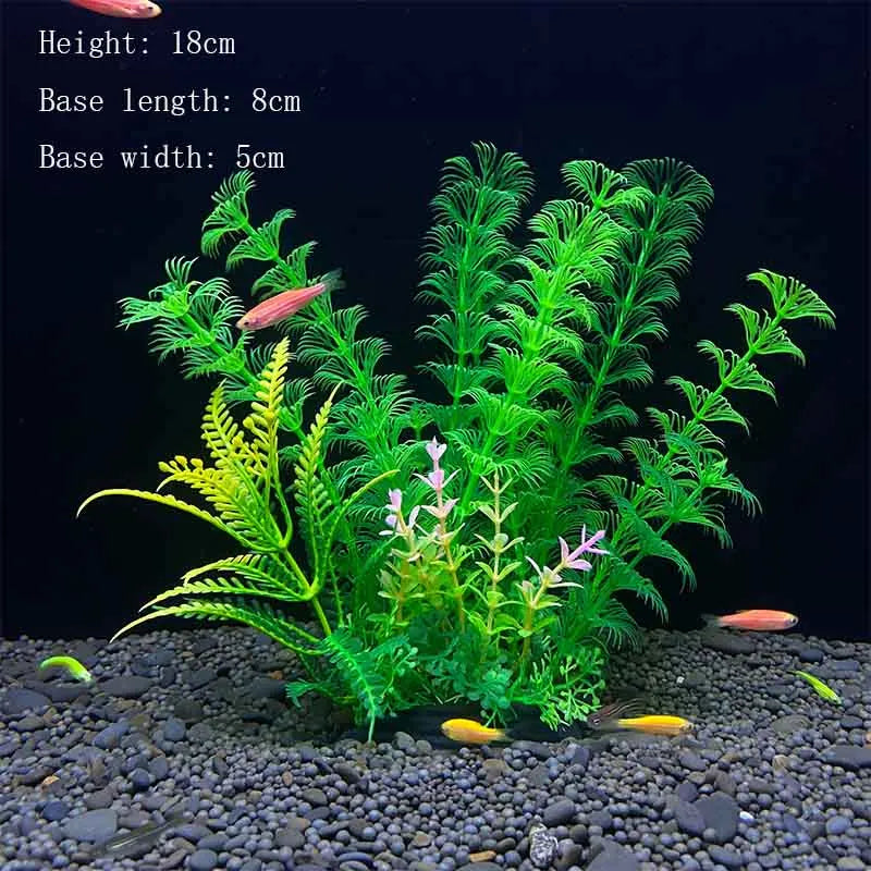 Artificial Aquarium Plants Plastic Underwater Shrubs Resin Base Decoration