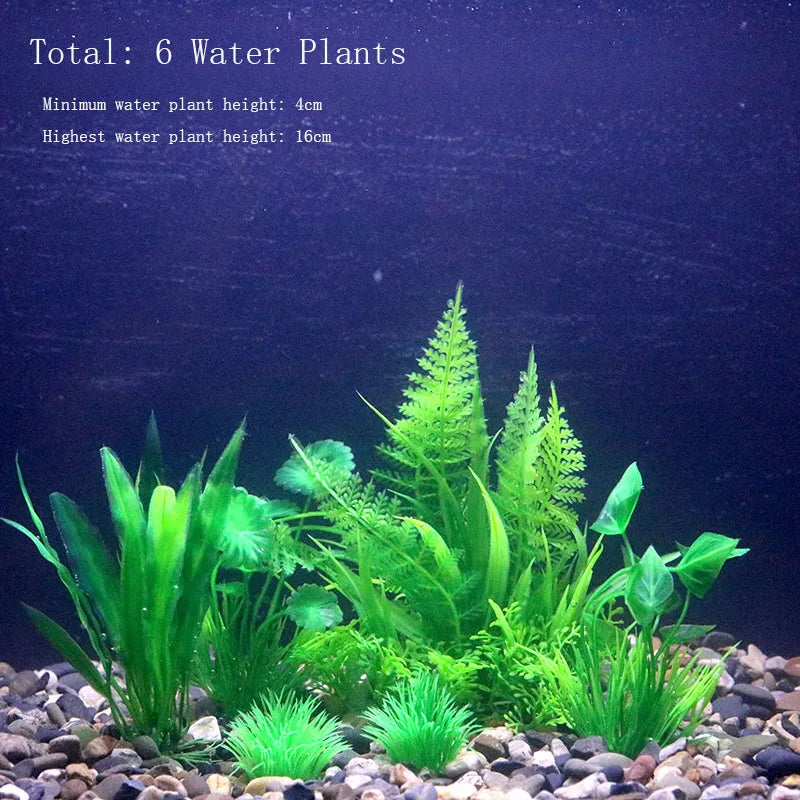 Artificial Aquarium Plants Plastic Underwater Shrubs Resin Base Decoration