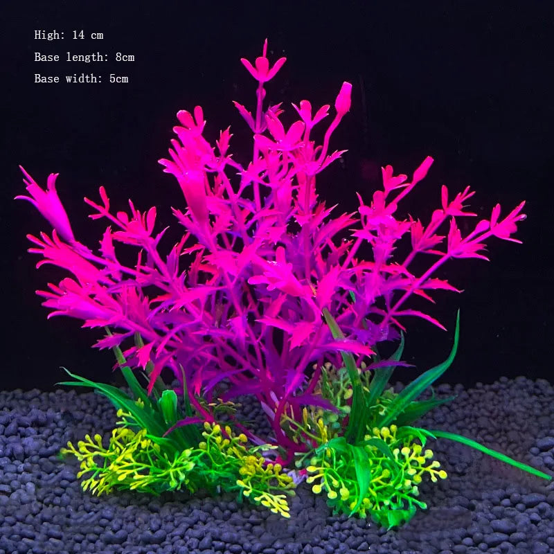 Artificial Aquarium Plants Plastic Underwater Shrubs Resin Base Decoration
