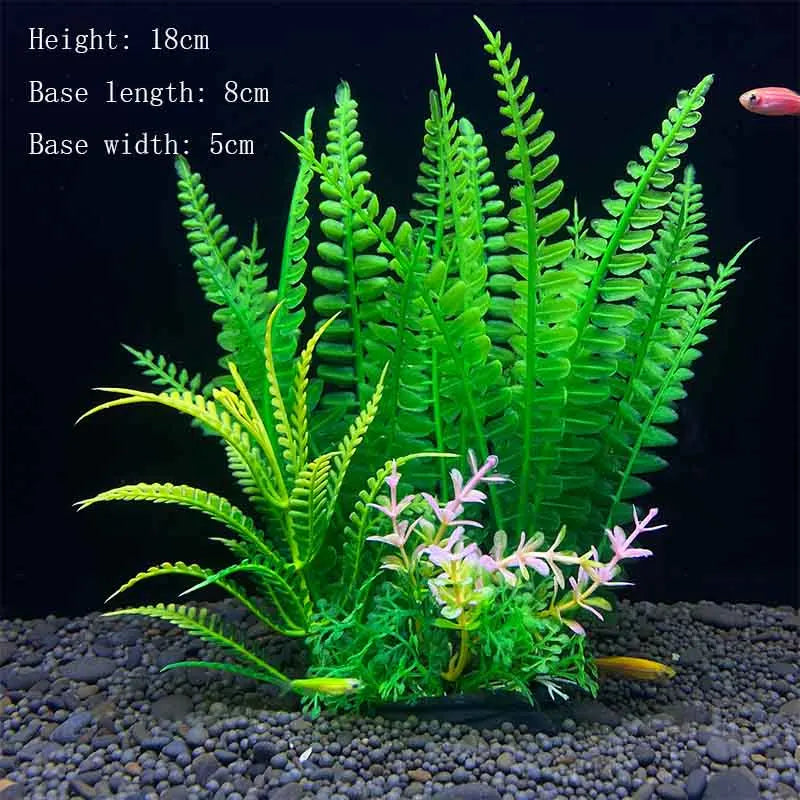 Artificial Aquarium Plants Plastic Underwater Shrubs Resin Base Decoration
