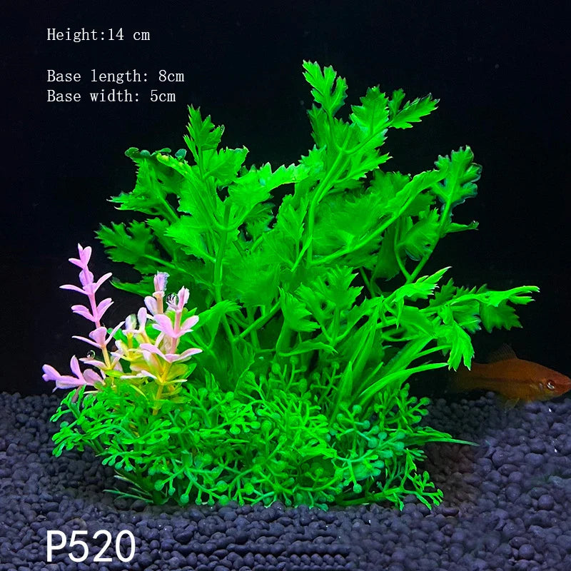 Artificial Aquarium Plants Plastic Underwater Shrubs Resin Base Decoration