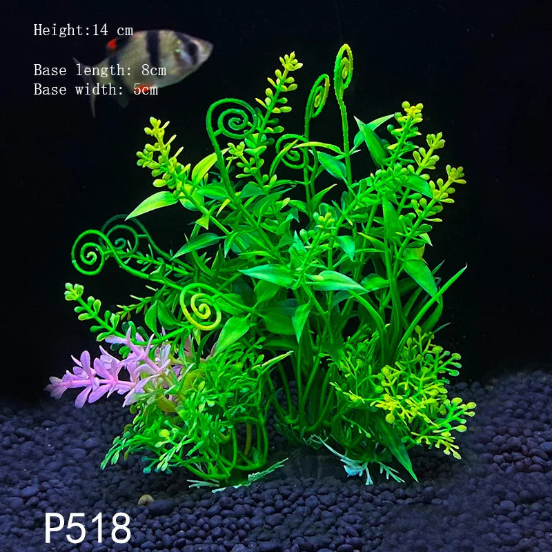 Artificial Aquarium Plants Plastic Underwater Shrubs Resin Base Decoration