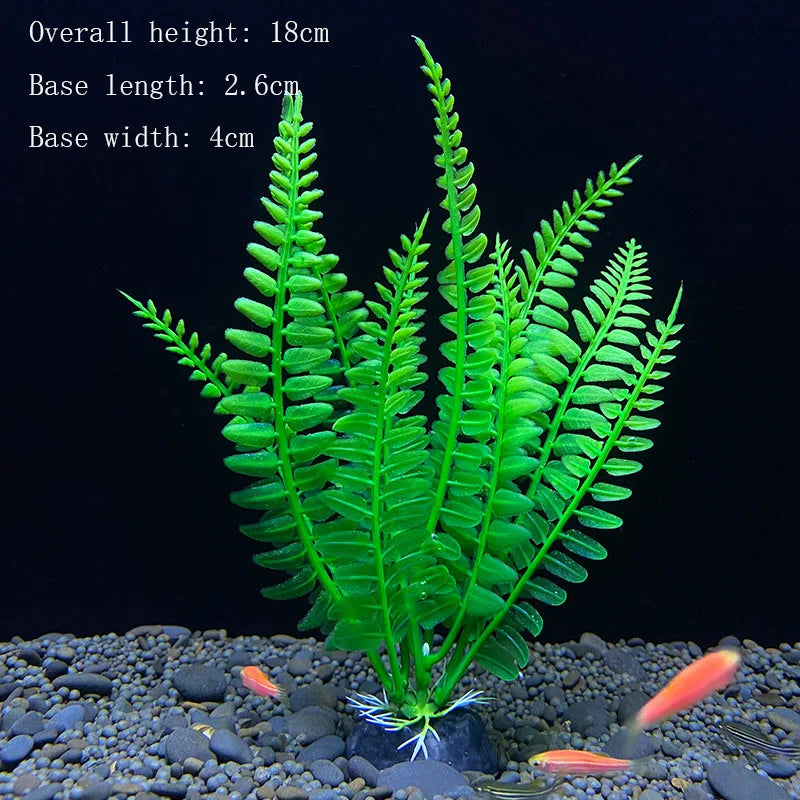 Artificial Aquarium Plants Plastic Underwater Shrubs Resin Base Decoration