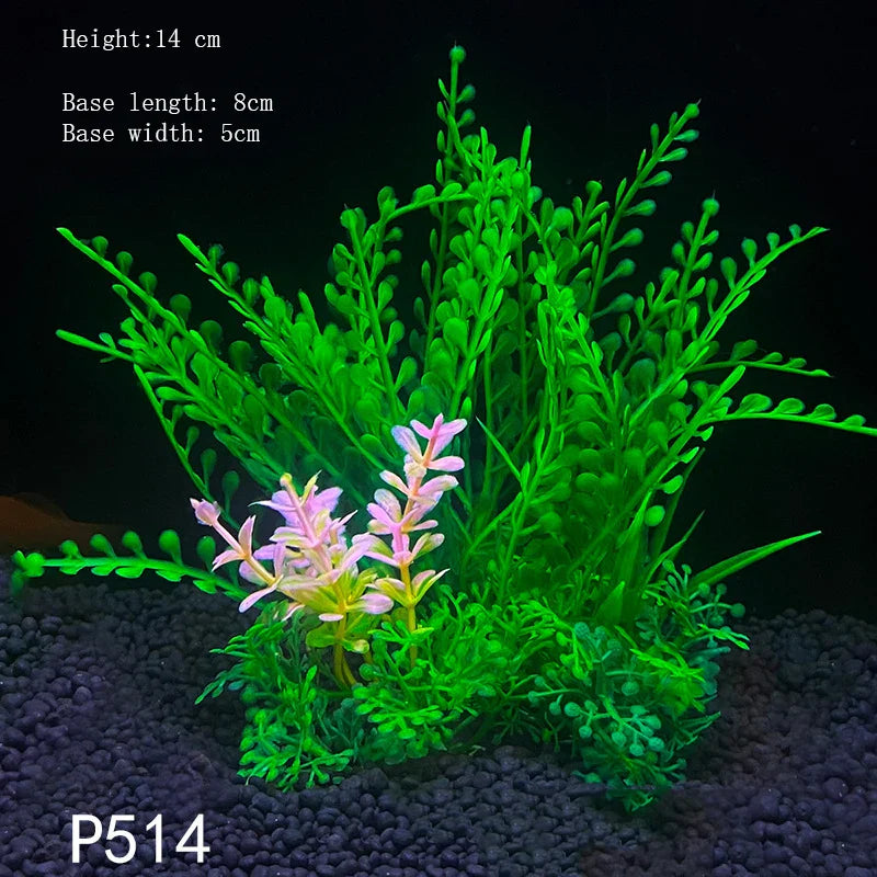 Artificial Aquarium Plants Plastic Underwater Shrubs Resin Base Decoration