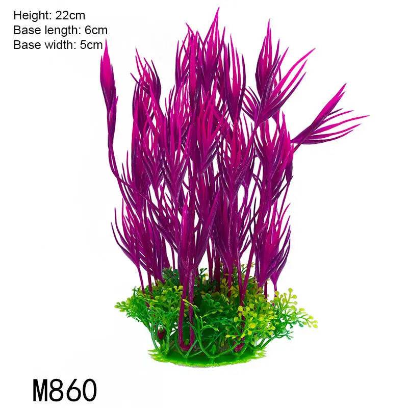 Artificial Aquarium Plants Plastic Underwater Shrubs Resin Base Decoration