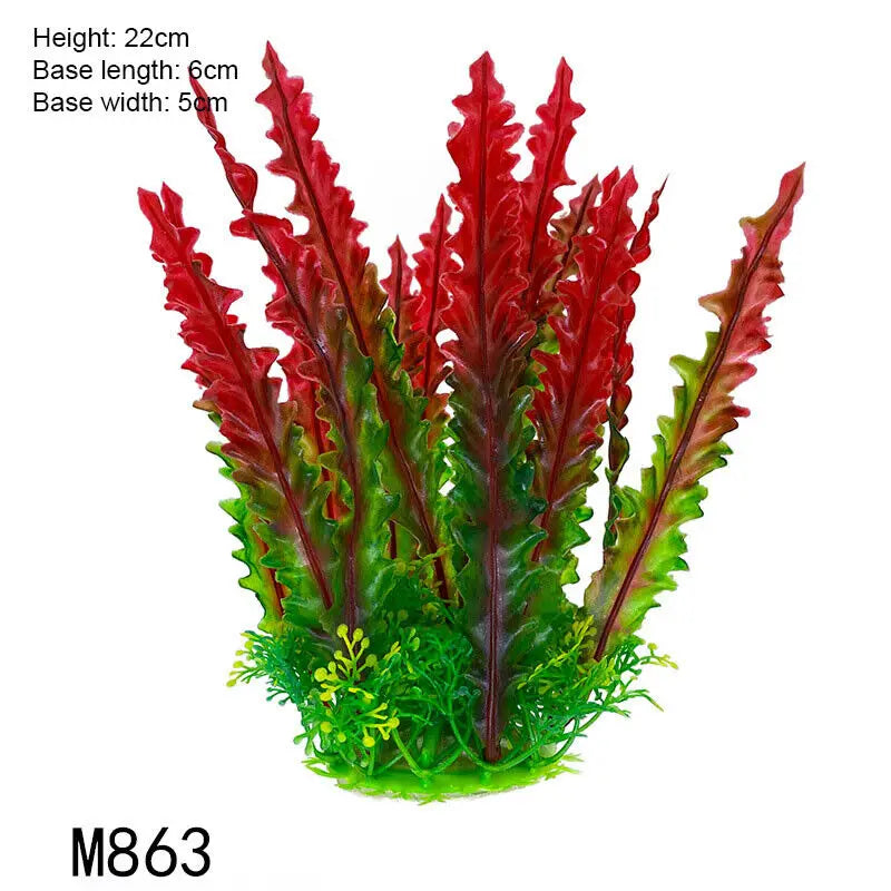Artificial Aquarium Plants Plastic Underwater Shrubs Resin Base Decoration