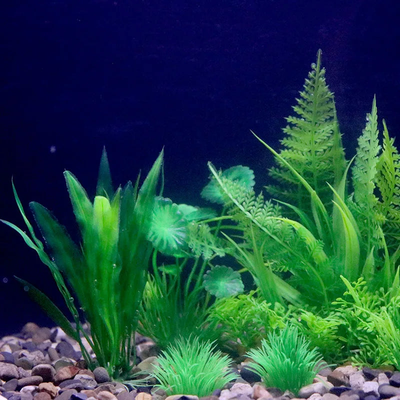 Artificial Aquarium Plants Plastic Underwater Shrubs Resin Base Decoration