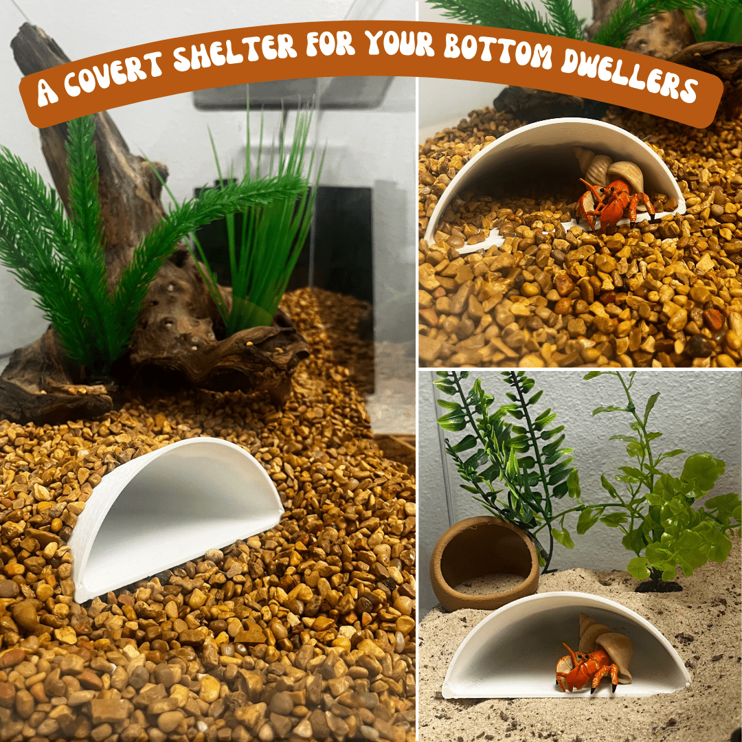 Minimalist Pocket Cave Shelter for Aquariums, Terrariums, Fish, Shrimp, Reptiles
