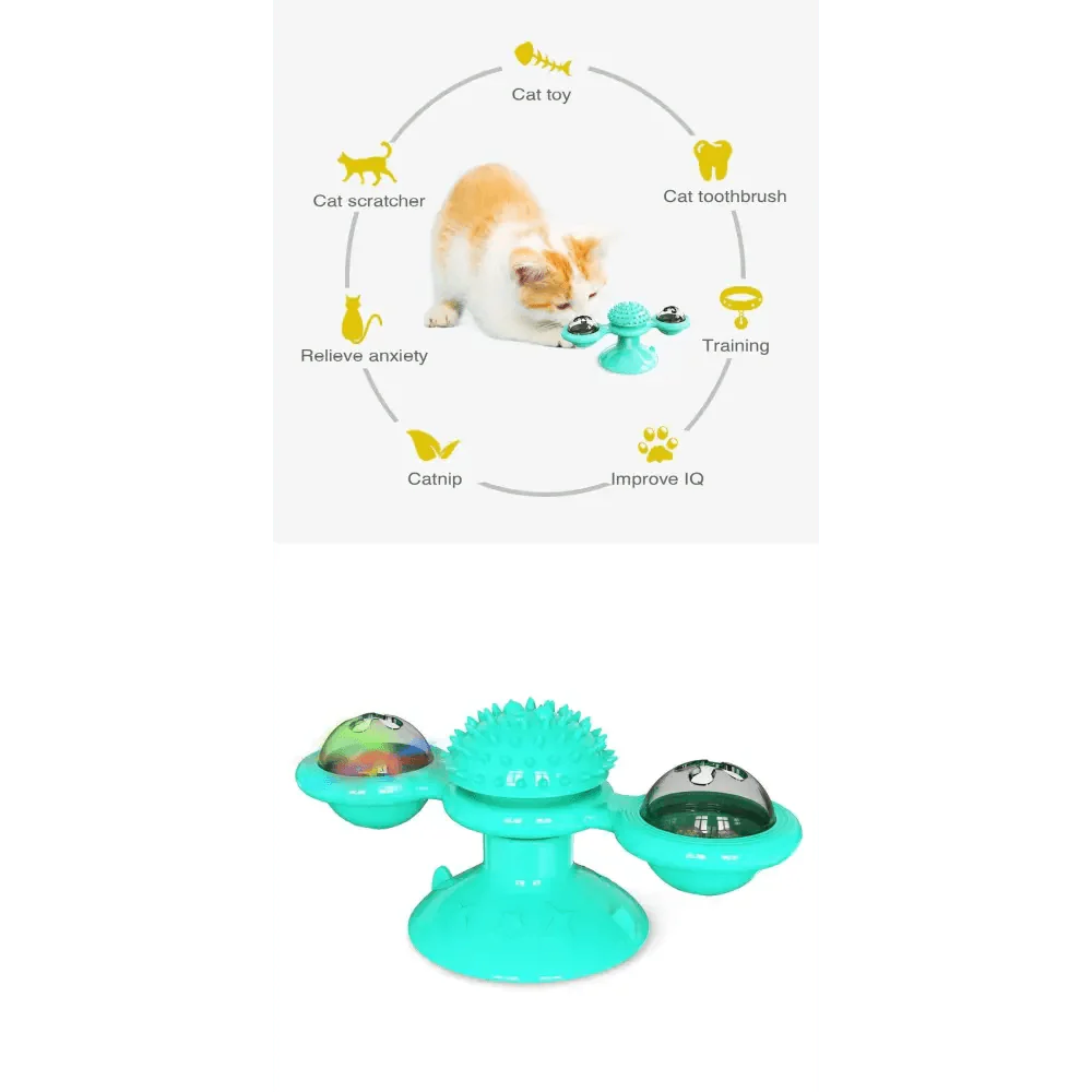 Rotatable Cat Windmill LED Interactive Massage Teeth Cleaning Toy
