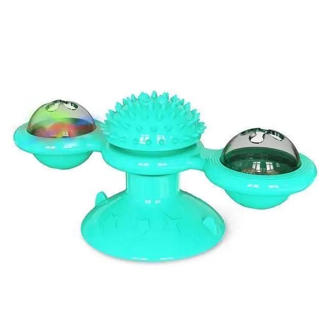 Rotatable Cat Windmill LED Interactive Massage Teeth Cleaning Toy