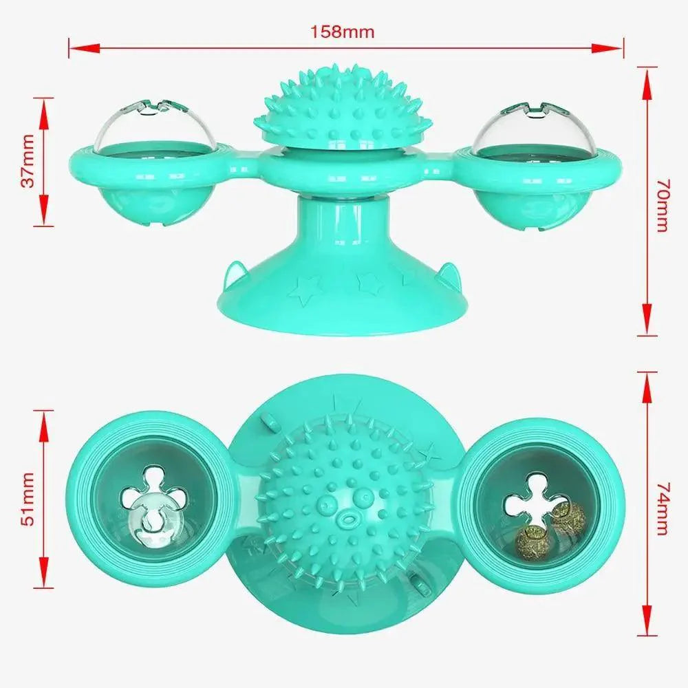 Rotatable Cat Windmill LED Interactive Massage Teeth Cleaning Toy
