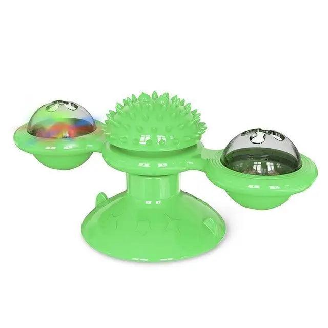 Rotatable Cat Windmill LED Interactive Massage Teeth Cleaning Toy