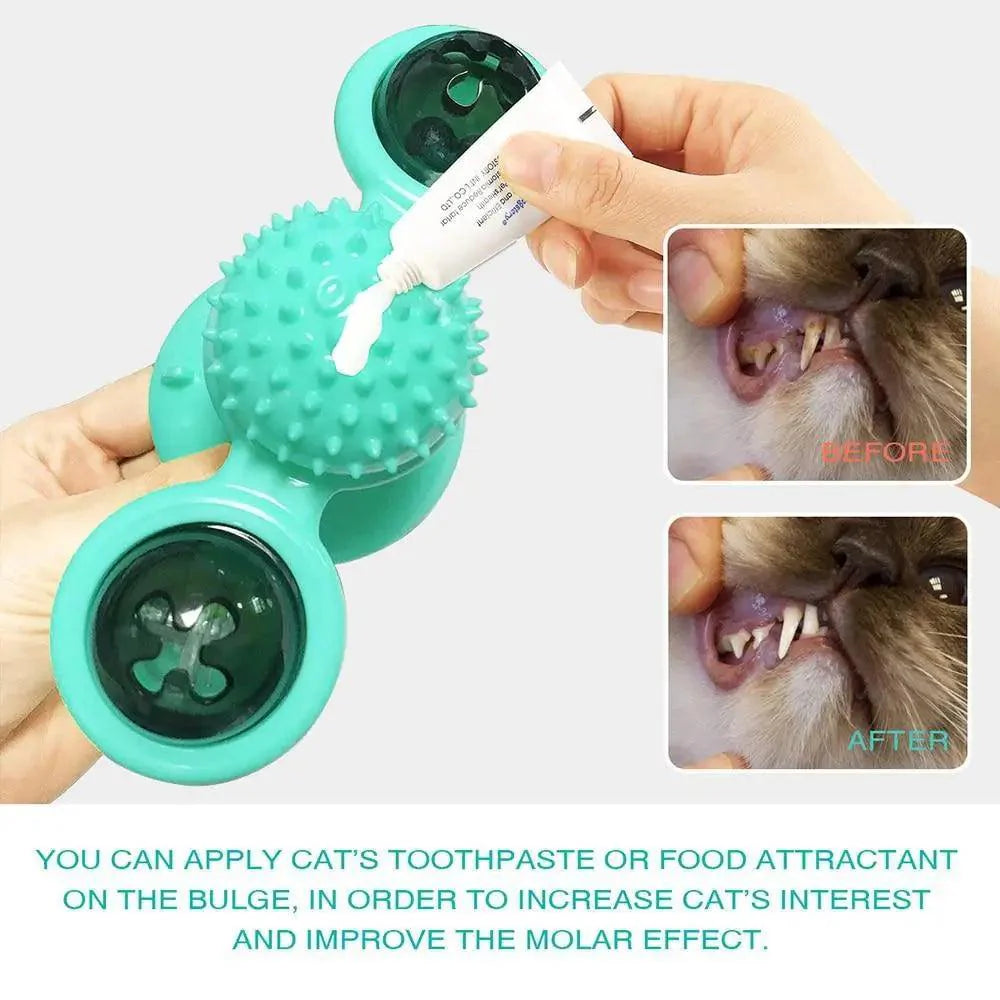 Rotatable Cat Windmill LED Interactive Massage Teeth Cleaning Toy