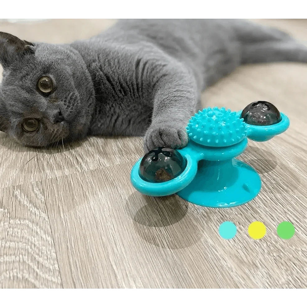 Rotatable Cat Windmill LED Interactive Massage Teeth Cleaning Toy