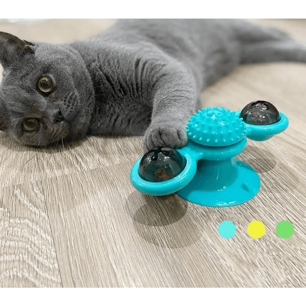 Rotatable Cat Windmill LED Interactive Massage Teeth Cleaning Toy